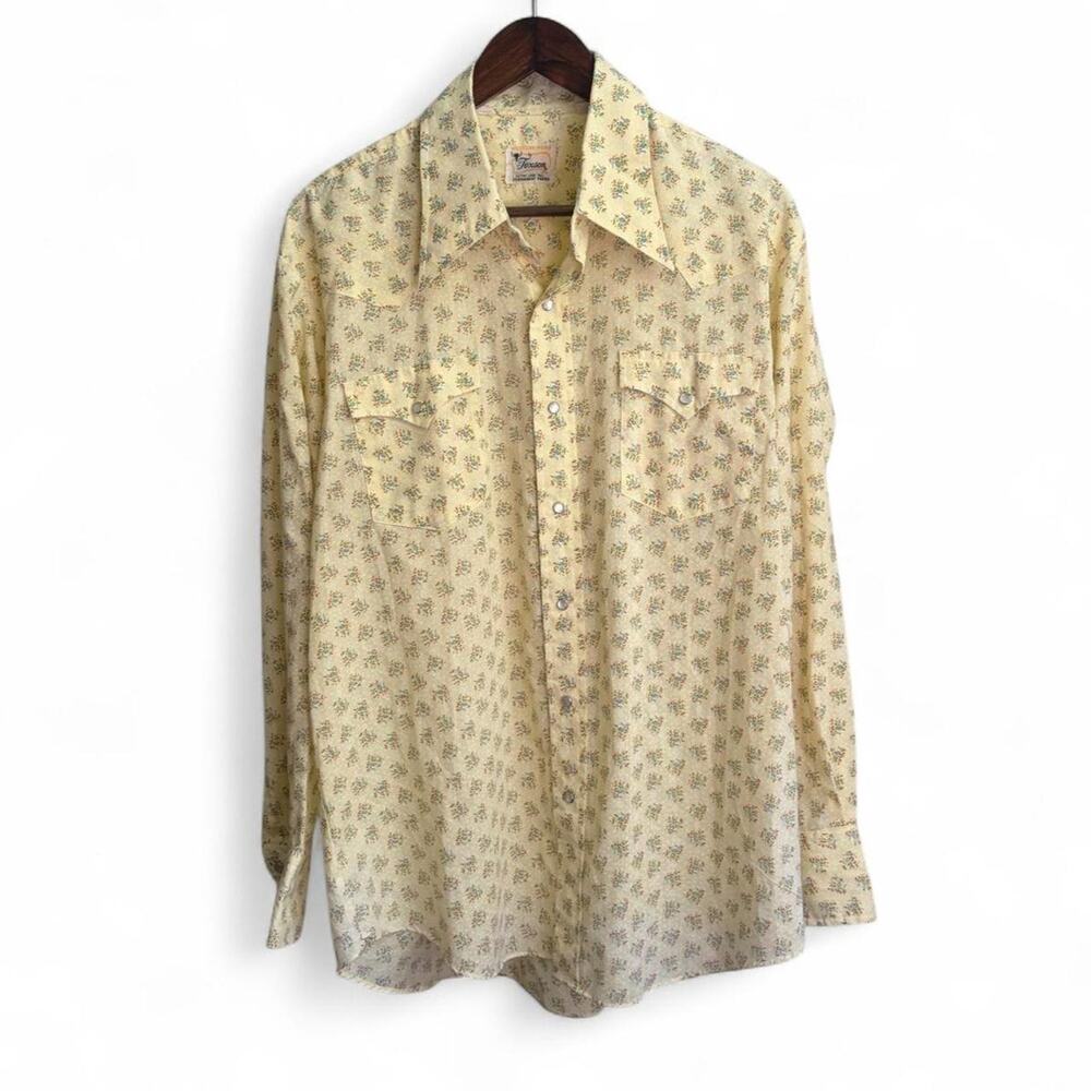 Vintage 60s Texson Floral Pearl Snap Shirt Men’s 17-35 Western Retro Workwear